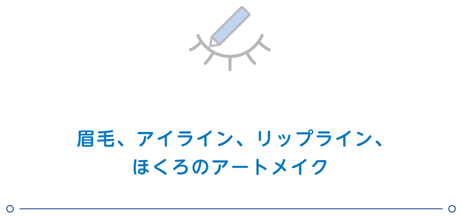 眉毛、アイライン、リップライン、ほくろのアートメイク